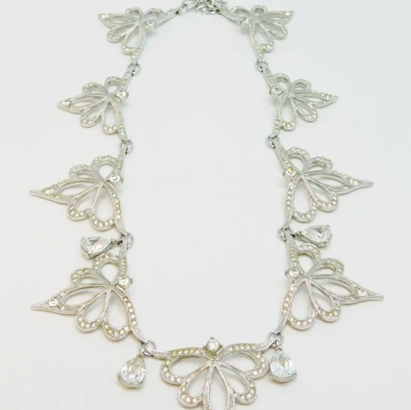 VINTAGE 1987 Alfred Durante Nightfire Franklin Mint Rhinestone Necklace Earrings